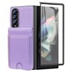 Samsung Galaxy Z Fold4 Light Purple Leather Case with Card Holder & Film - 2