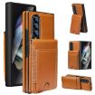Samsung Galaxy Z Fold4 Leather Case with Card Holder & Tempered Film - Brown - 1