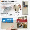 Samsung Galaxy Z Fold3 Beige Leather Case with Card Holder & Film - 6