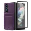 Samsung Galaxy Z Fold3 Dark Purple Leather Case with Card Holder & Film - 2