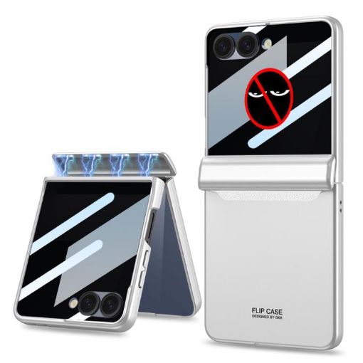 Samsung Galaxy Z Flip7 5G Silver Magnetic Privacy Case Full Coverage - 1