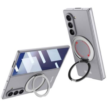 Galaxy Z Fold7 5G GKK Ultra-thin Magnetic Case with Rotating Bracket - Grey - 1