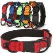 Reflective Pet Collar, Waterproof Cloth, Black Buckle, Size M, Red - 2