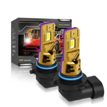 9005 LED Headlight Bulb 2pcs 35W 3000LM 6500K IP68 Waterproof Gold - 1