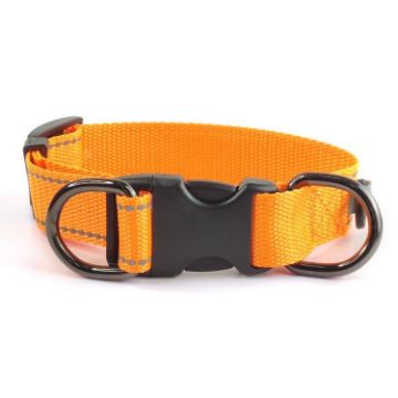 Orange Nylon Pet Reflective Collar with Black Buckle, Size S - 1