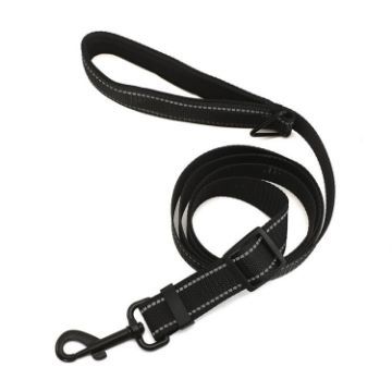 Reflective Black Nylon Pet Leash 1.8m, Size M - Durable & Safe - 1