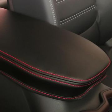 Toyota RAV4 2000 Armrest Box Leather Cover - Black Red - 1