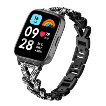 Redmi Watch 3 Active/Lite 20mm Diamond Metal Band Black - 1