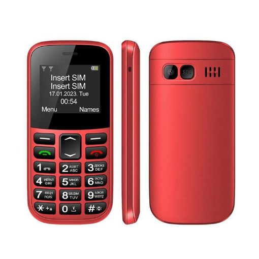 MXMID B210 Keypad Phone, 1.77" Display, LED Flashlight, Dual SIM, EU Plug, Red - 1