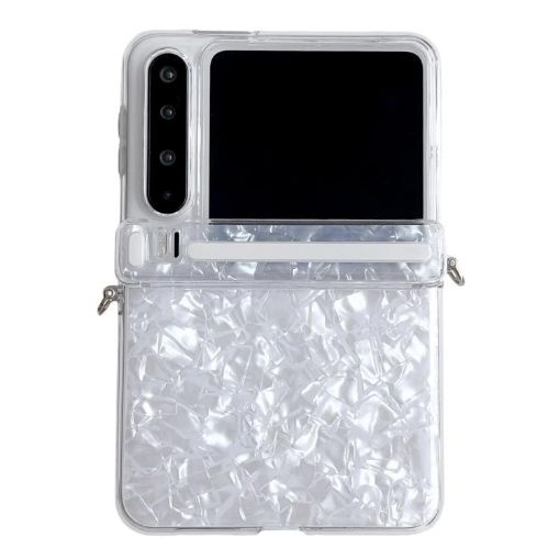 Huawei Pura X White Phone Case - Side Buckle Axis Pearlescent Shell Texture - 1