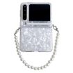 Huawei Pura X White Phone Case with Bracelet & Pearlescent Shell Texture - 1