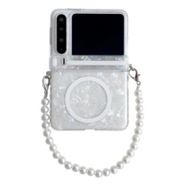 Huawei Pura X MagSafe Phone Case with Bracelet - Beige Pearlescent Shell - 1