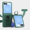 Samsung Galaxy Z Flip7 5G Shockproof Case with Ring - Green PC Skin Feel - 1