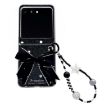 Motorola Razr 60/50 Glitter Dots Phone Case with Bow Bracelet - Black - 1