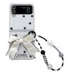 Samsung Galaxy Z Flip3 5G Case Glitter Dots Pattern with Bow Bracelet White - 1