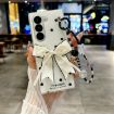 Samsung Galaxy Z Fold5 Glitter Dots Phone Case with Bow Bracelet - White - 2