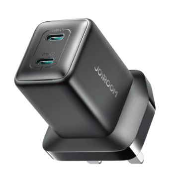 JOYROOM TCG17 45W GaN Dual USB-C Charger, UK Plug, Black - 1