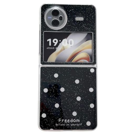 Vivo X Flip Phone Case - Black Glitter Powder Dots Pattern - 1