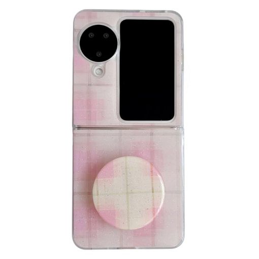 OPPO Find N3 Flip Pink Glitter Dots Phone Case with Holder - 1