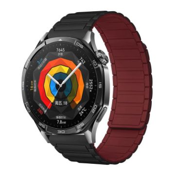 18mm Tri-beads Magnetic Silicone Watch Band - Black Wine Red - 1