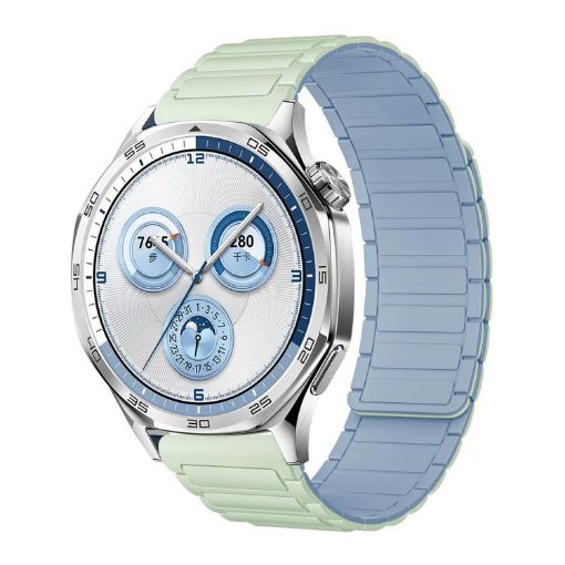 20mm Tri-beads Magnetic Silicone Watch Band - Light Mint Fog Blue - 1