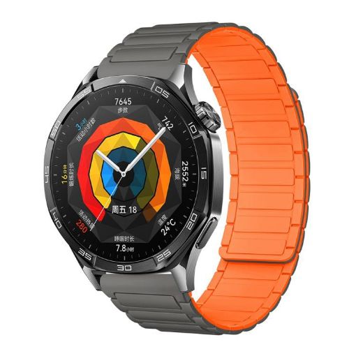 22mm Grey Orange Tri-beads Magnetic Silicone Watch Band - 1