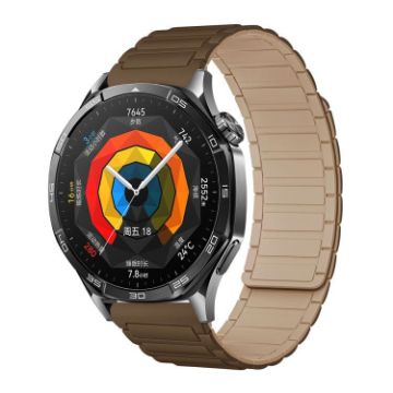 22mm Brown Apricot Tri-beads Magnetic Silicone Watch Band - 1