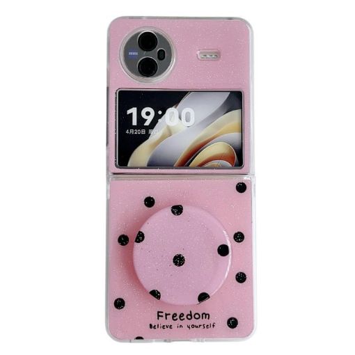 Vivo X Flip Rose Red Glitter Dots Phone Case with Holder - 1