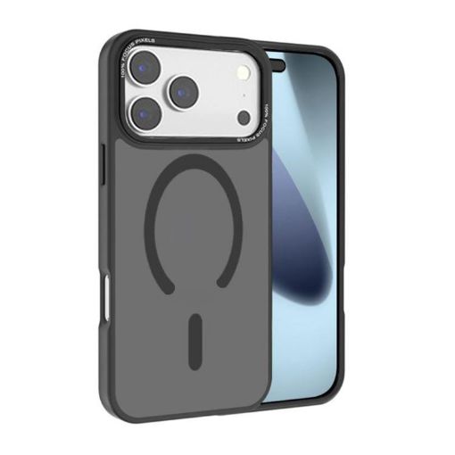 iPhone 17 Pro Kalebol Metal Lens Frame MagSafe Frosted PC Case Black - 1