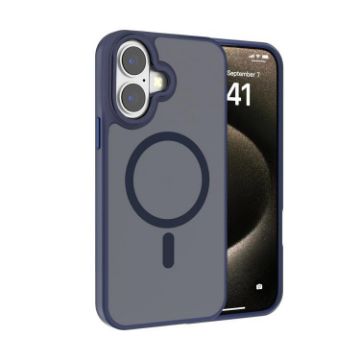 iPhone 17 Kalebol Metal Lens Frame MagSafe Frosted Case Navy Blue - 1
