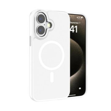 iPhone 16 Kalebol Metal Lens Frame MagSafe Frosted White Case - 1