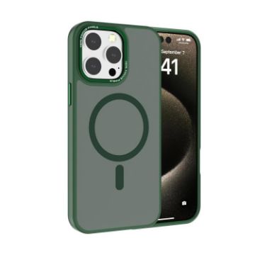 iPhone 15 Pro Max Kalebol Metal Lens Frame MagSafe Case Dark Green - 1