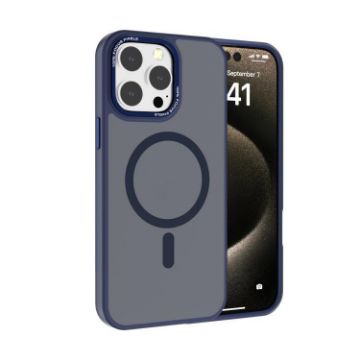 iPhone 15 Pro Max Kalebol Metal Lens Frame MagSafe Case Navy Blue - 1