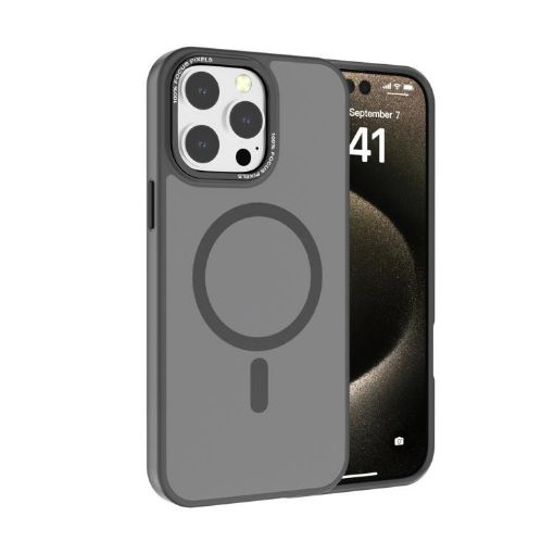 iPhone 15 Pro Max Kalebol Metal Lens Frame MagSafe Case Grey - 1