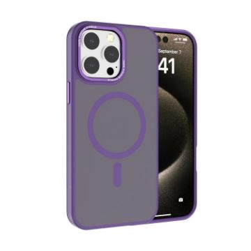iPhone 15 Pro Max Kalebol Metal Lens Frame MagSafe Case Dark Purple - 1