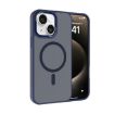 iPhone 15 Plus Kalebol Metal Lens Frame MagSafe Case Navy Blue - 1