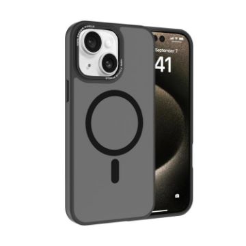 iPhone 13 Kalebol Metal Lens Frame MagSafe Frosted PC Case Black - 1