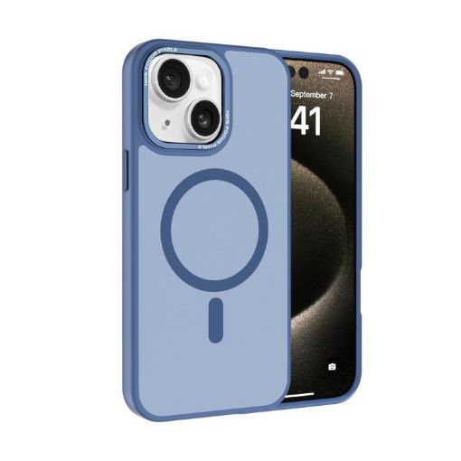 iPhone 13 Kalebol Metal Lens Frame MagSafe Frosted Case - Sierra Blue - 1
