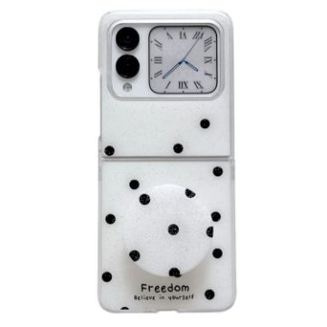 Huawei Nova Flip Phone Case - Glitter Dots Pattern with Holder (White) - 1