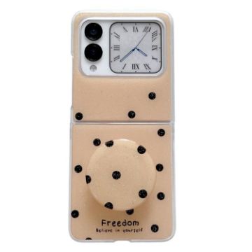Huawei Nova Flip Case - Glitter Powder Dots Pattern with Holder (Gold) - 1