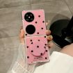 Huawei P50 Pocket Rose Red Glitter Dots Phone Case with Holder - 2