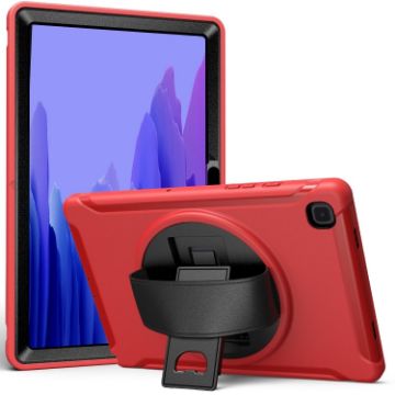 Samsung Galaxy Tab A7 10.4 Case 360 Rotation with Holder & Strap Red - 1