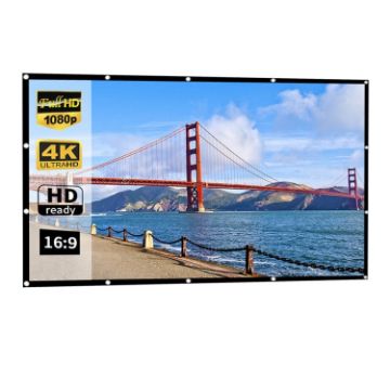 100" Folding Polyester Projector Film Curtain, 16:9, 221x125cm - 1