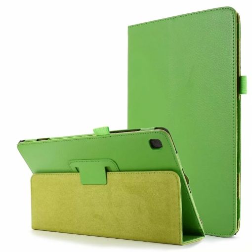 Samsung Galaxy Tab A7 10.4 (2020) Green Leather Flip Case with Holder - 1
