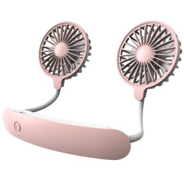 F6 Pink Mini Hanging Neck Fan - USB Charging, Outdoor Use - 1