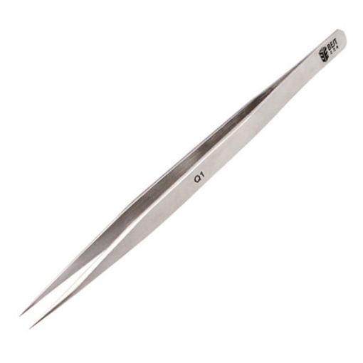 BEST BST-Q1 Brushed Stainless Steel Tweezers - Precision Tool 70 Char - 1