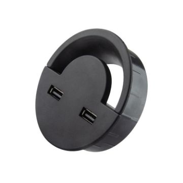 60mm Desktop Outlet USB Cable Wire Hole Cover Round Holder Winder - 1