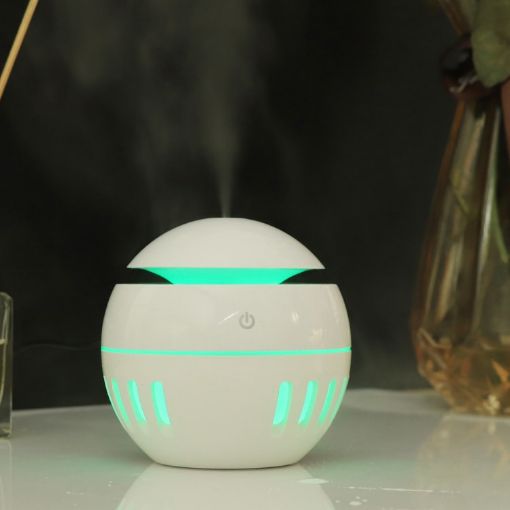 Wood Grain USB Humidifier & Aromatherapy Lamp with Remote (White) - 1