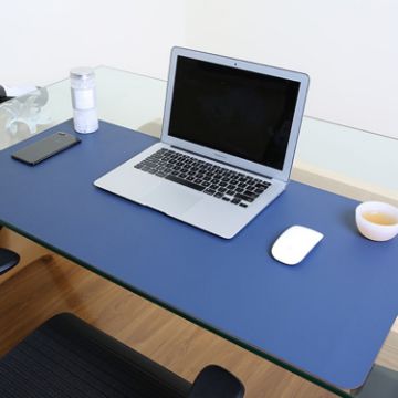 Sapphire Blue PU Leather Mouse & Keyboard Pad - 80x40cm Desk Mat - 1