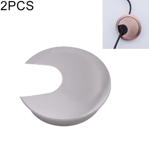 2 PCS Zinc Alloy Desk Hole Covers, 35mm Diameter, Brushed Steel - 1